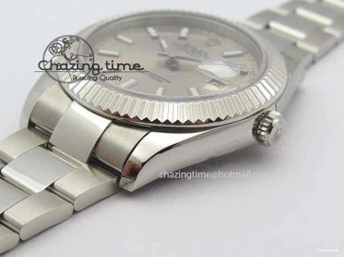 Gray SS Dial A3136 Sliver On Sticks 41mm SS Bracelet Markers Datejust II 116334 1225